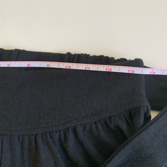 Lounge Pants Sweater Material Black Tie At Waist - Picture 2 of 7